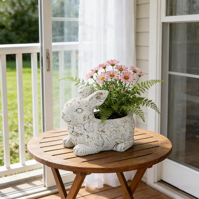 Rustic Stone Animal Plant Pot with Drainage Vintage Distressed Succulent/Cactus/Bonsai Planter In... | Amazon (US)