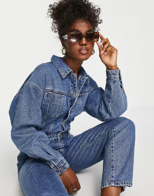 Urban Revivo denim jumpsuit in blue | ASOS (Global)