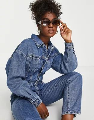 Urban Revivo denim jumpsuit in blue | ASOS (Global)