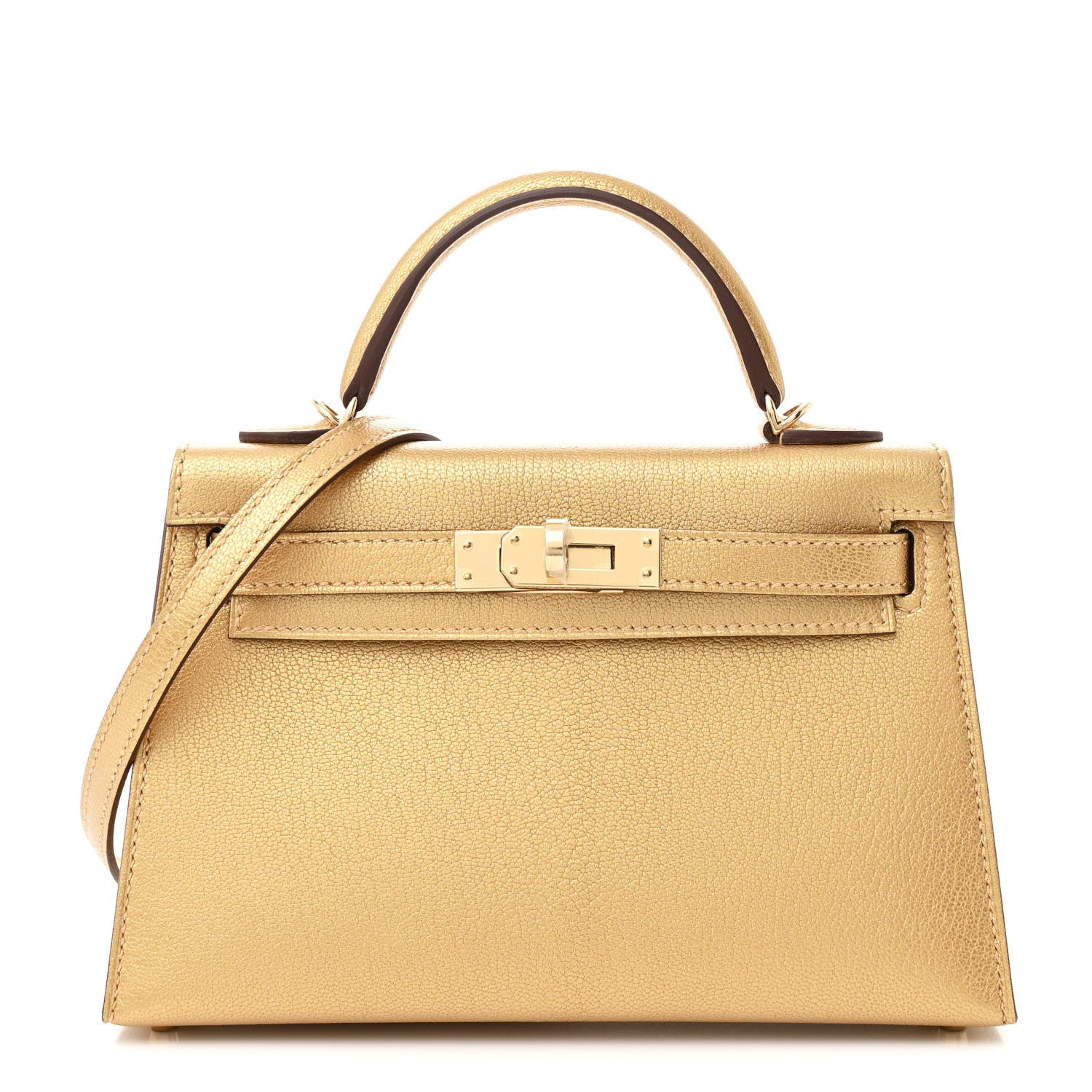 Hermes Metallic Chevre Chamkilight Mini Kelly Sellier 20 Dore 1682597 | FASHIONPHILE (US)