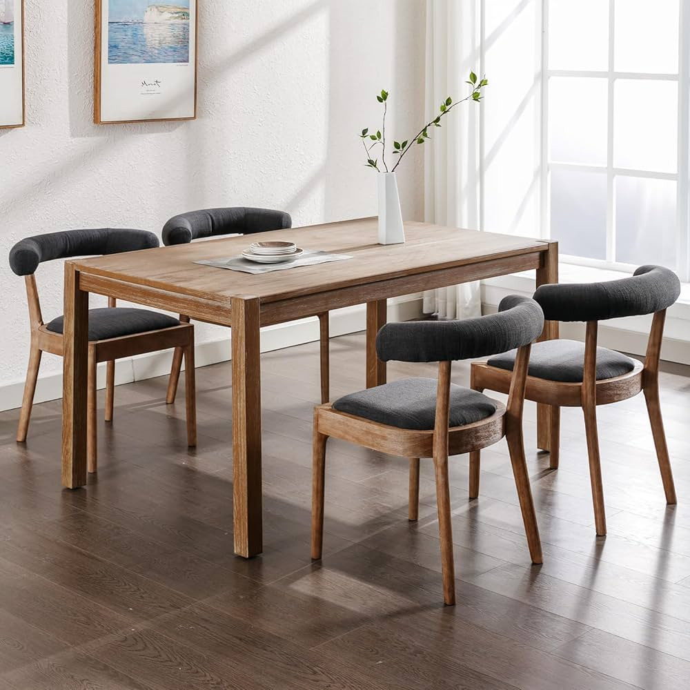 Kmax Dining Room Chairs, Mid-Century Modern Fabric Kitchen Chairs with Natural Walnut Finished Fr... | Amazon (US)