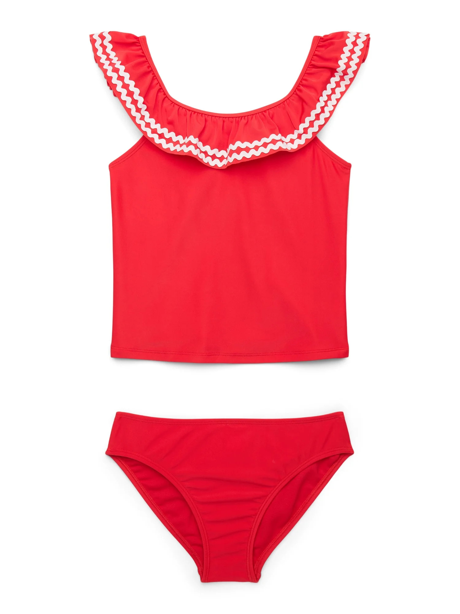 \Wonder Nation Girls Ruffle Smocked Tankini Top and Bikini Bottoms Swim Set with UPF 50, 2-Piece,... | Walmart (US)