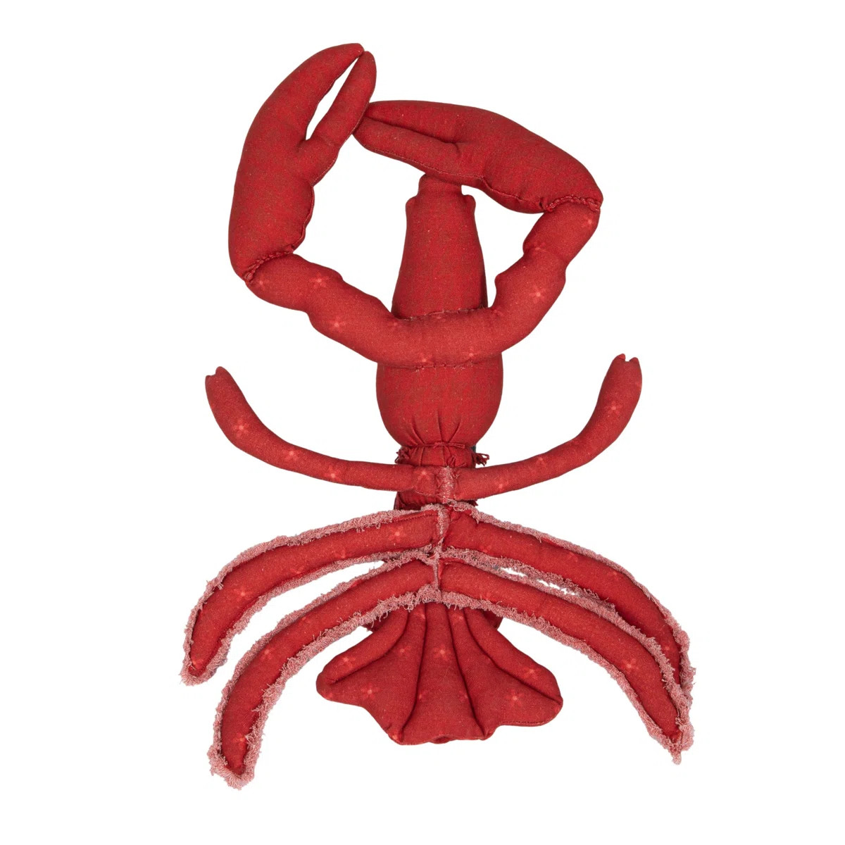 Cotton Printed Lobster Shaped Pillow With Embroidery And Fringe, Red | Wayfair North America