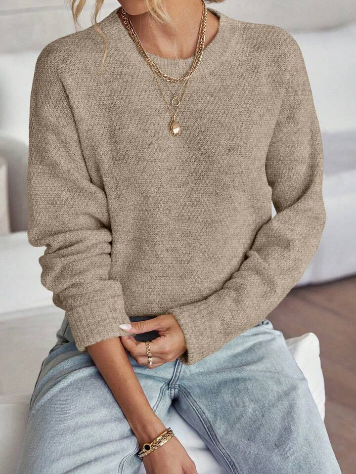 SHEIN LUNE Drop Shoulder Sweater | SHEIN