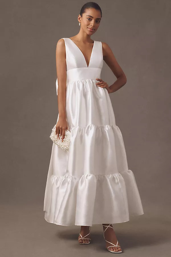 Hutch Sleeveless V-Neck Bow-Back Tiered A-Line Maxi Dress | Anthropologie (US)