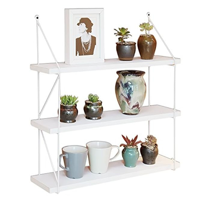 WELLAND 3-Tier Display Wall Shelf Storage Rack Wall Rack Holder Rack, White | Amazon (US)