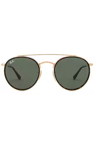 Ray-Ban Round Double Bridge in Gold & Green Classic | Revolve Clothing (Global)