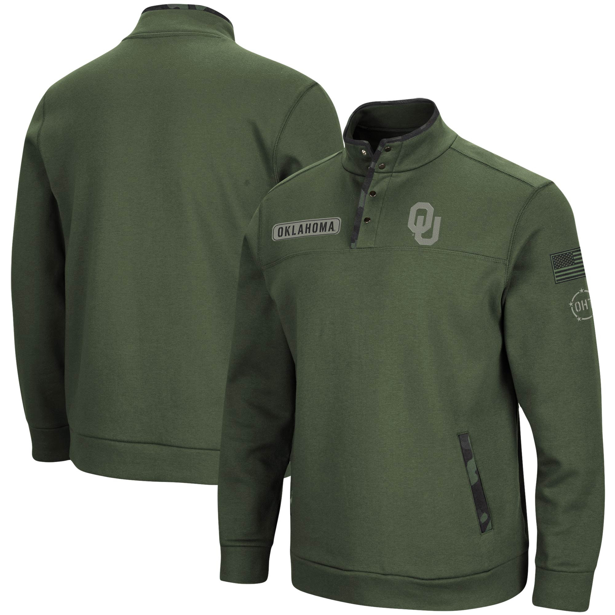 Oklahoma Sooners Colosseum OHT Military Appreciation Digit Quarter-Snap Jacket - Olive | Fanatics