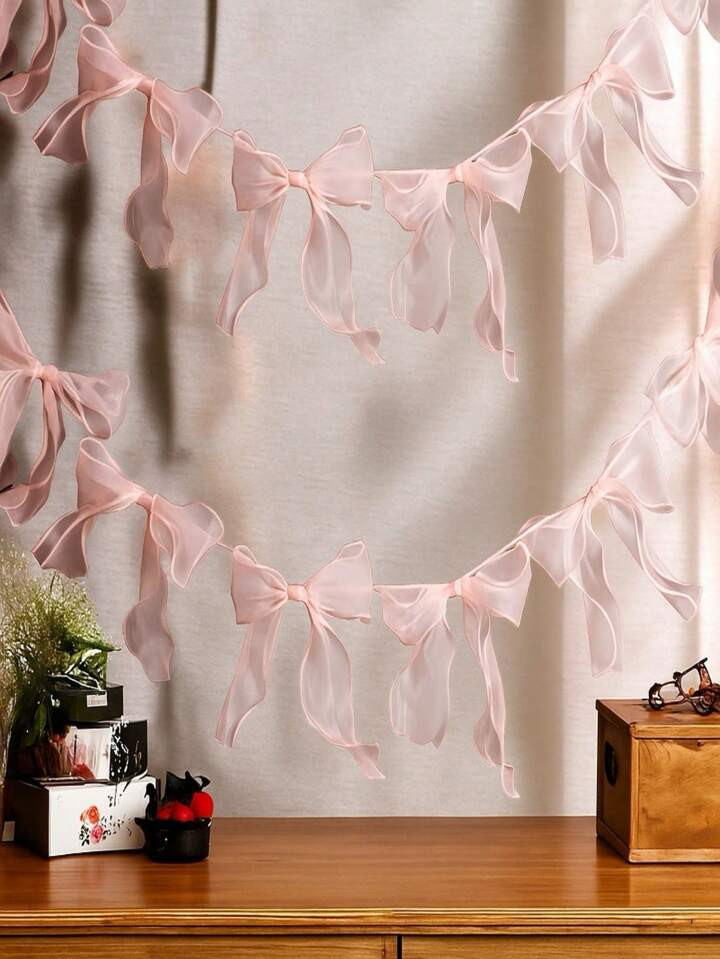 1 Valentine's Day Bow DIY Handmade Flower Wreath Banner, Romantic Party Hanging Decoration, Party... | SHEIN