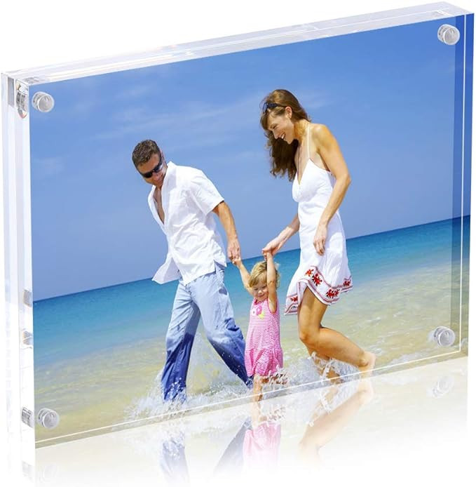 Acrylic Photo Frame 5x7 inches, Free Standing Desktop Double Sided Magnetic Picture Display, 10 +... | Amazon (US)