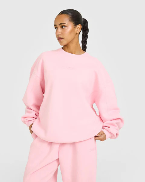 Foundations Oversized Crew Neck Sweatshirt with Oner Embroidery 
 Petal Pink | Oner Active (UK / US)