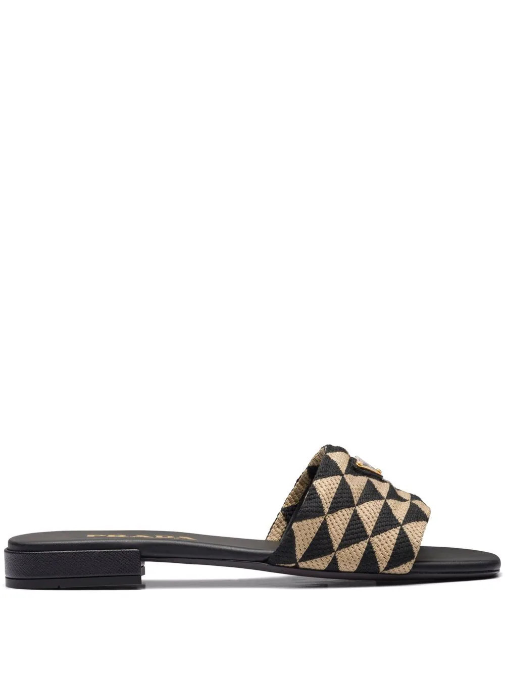 Prada geometric logo-plaque slides - Black | Farfetch Global