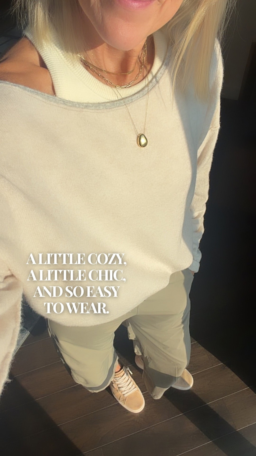 Keeping it cozy and chic with this neutral-on-neutral look. I love how the soft cream sweater and relaxed neutral pants come together for an effortlessly polished outfit. Add a pair of classic sneakers, and you have an easy look that works for everyday life.

#LTKootd #LTKOver40