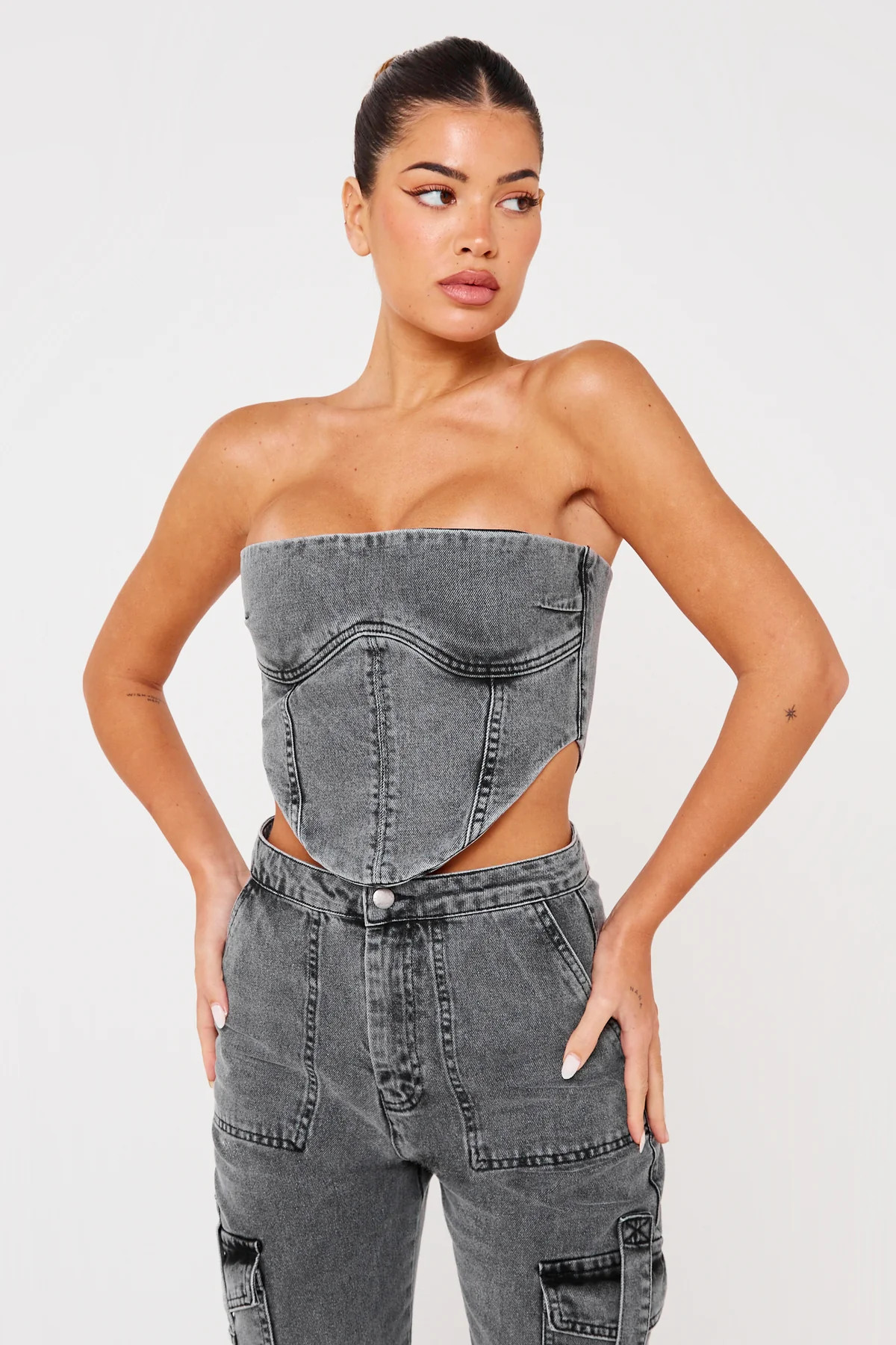 Grey Denim Vintage Corset Top | Luxe to Kill