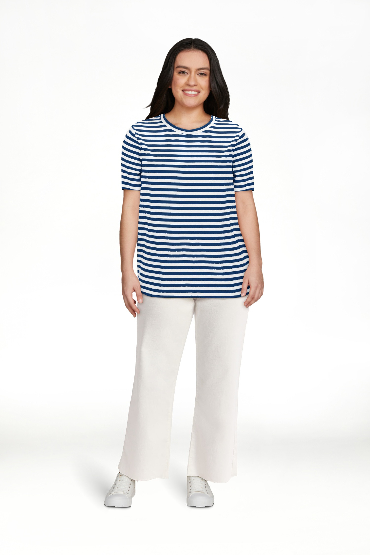 Women's Striped Shirts Summer Short Sleeve Loose T-Shirts Crew Neck Stripe Print Tunic Top Casual... | Walmart (US)