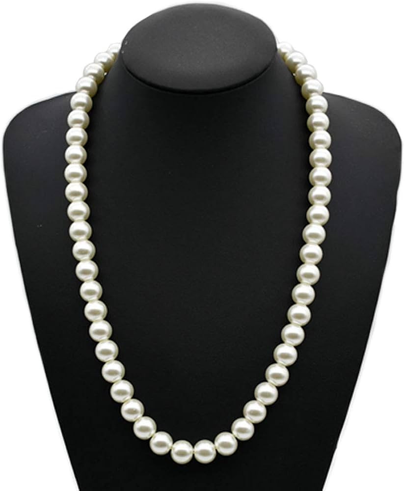 TUOKAY 12mm Thick Heavy Big Pearls Necklace for Women Girls 1920s Pearls Beads Necklace 24in Long... | Amazon (US)