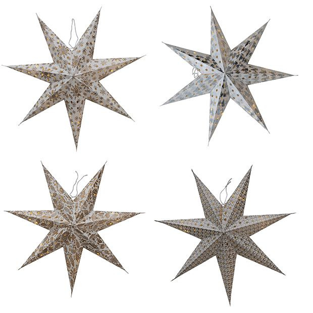 Light Up Recycled Paper Star Ornament Set of 4 | Antique Farm House