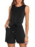 ANRABESS Women's Rompers 2024 Casual Summer Sleeveless Adjustable Waist Shorts Jumpsuits With Poc... | Amazon (US)