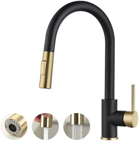 Havin Gold and Black Kitchen Faucet with Pull Down Sprayer, High Arc Stainless Steel Material, wi... | Amazon (US)