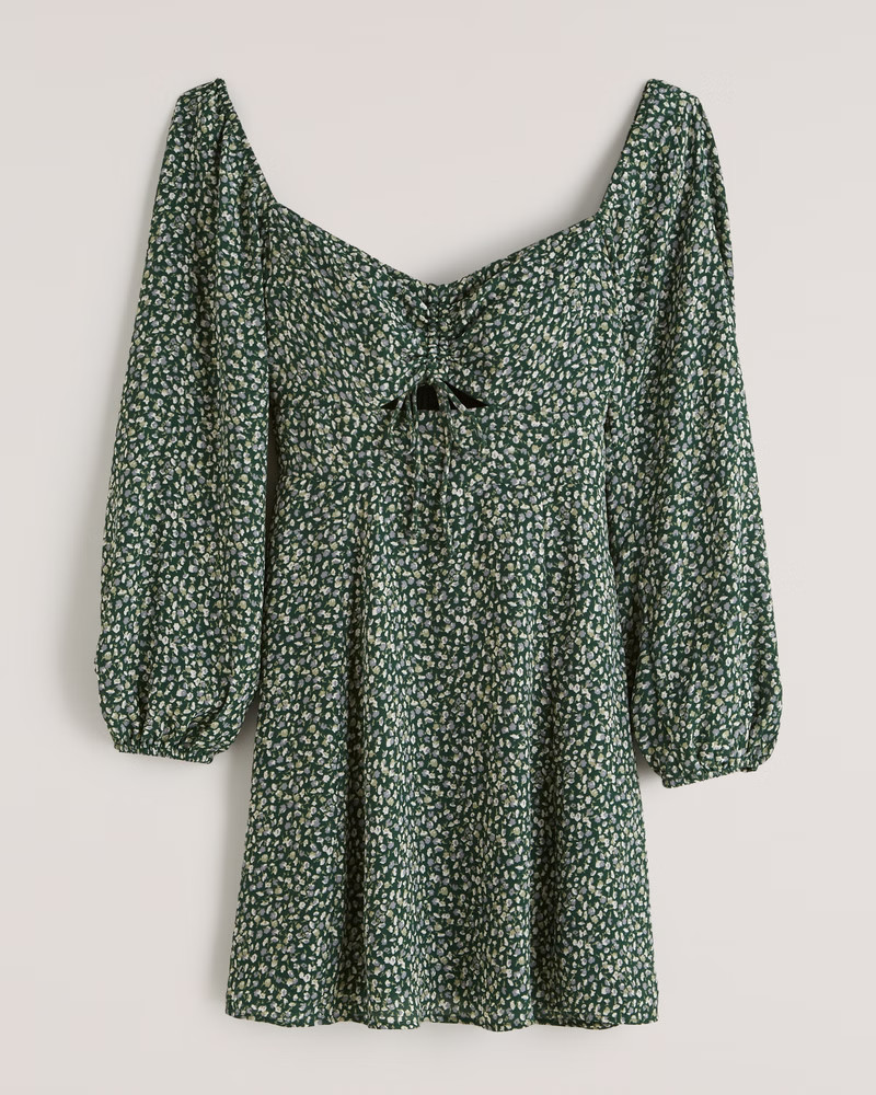 Women's Long-Sleeve Cinch-Front Cutout Mini Dress | Women's Dresses & Jumpsuits | Abercrombie.com | Abercrombie & Fitch (US)
