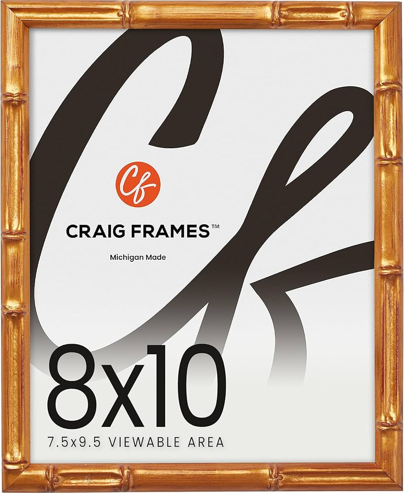 Craig Frames Faux Bamboo, 8x10 Picture Frame, Vintage Gold | Amazon (US)