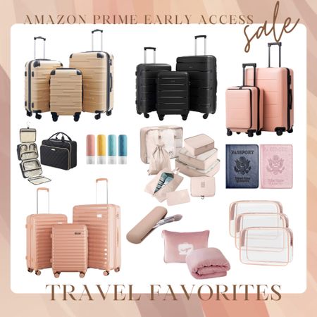 Travel favorites from the Amazon Prime Early Access Sale!

luggage / luggage sets / pink luggage / neutral luggage / clear bags / passport holder / makeup bag / hanging toiletry bag / travel bottles / tsa approved / packing cubes