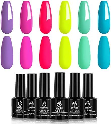 Beetles Gel Nail Polish Set, Forever Young Collection Turquoise Purple Blue Neon Yellow Gel Polis... | Amazon (US)