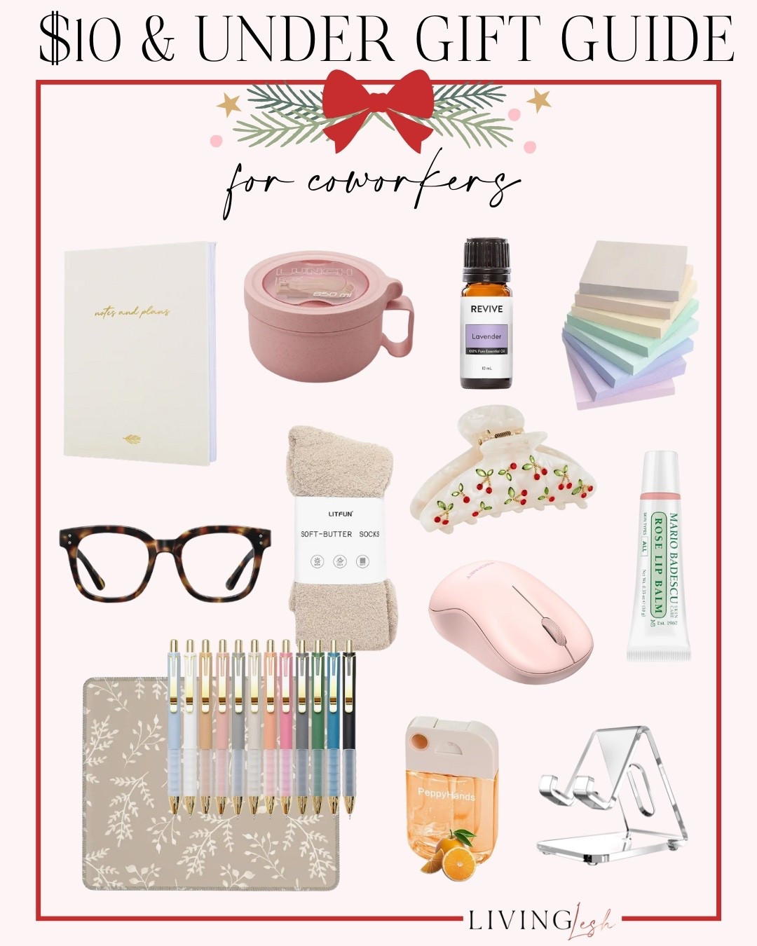 Amazon finds | Amazon office supplies | Amazon gifts under 10 | Gift ideas | Gift guide | Gifts for coworkers | Desk accessories | Gifts under 10 | Cozy socks | Lip balm | Blue light glasses | Sticky notes | Planner | Hair clips | Wireless mouse

#LTKFindsUnder50 #LTKGiftGuide #LTKWorkwear