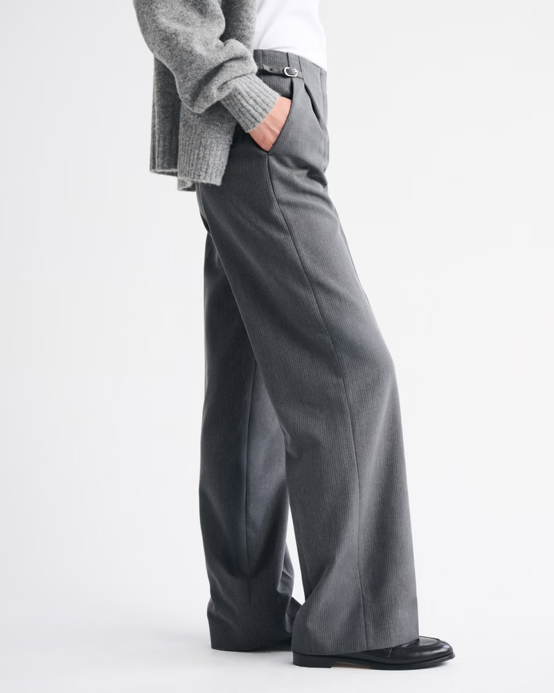 Women's A&F Sloane Tailored Hardware Wide Leg Pant | Women's New Arrivals | Abercrombie.com | Abercrombie & Fitch (US)