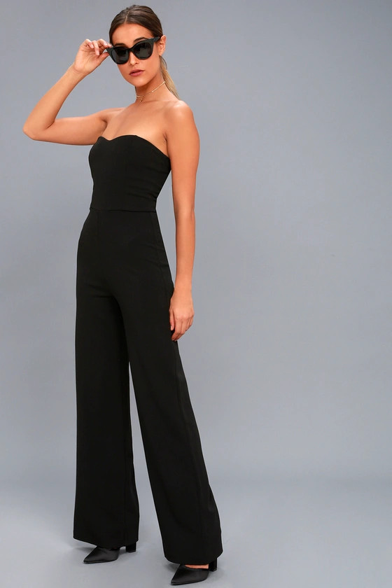 Edith Black Strapless Jumpsuit | Lulus (US)