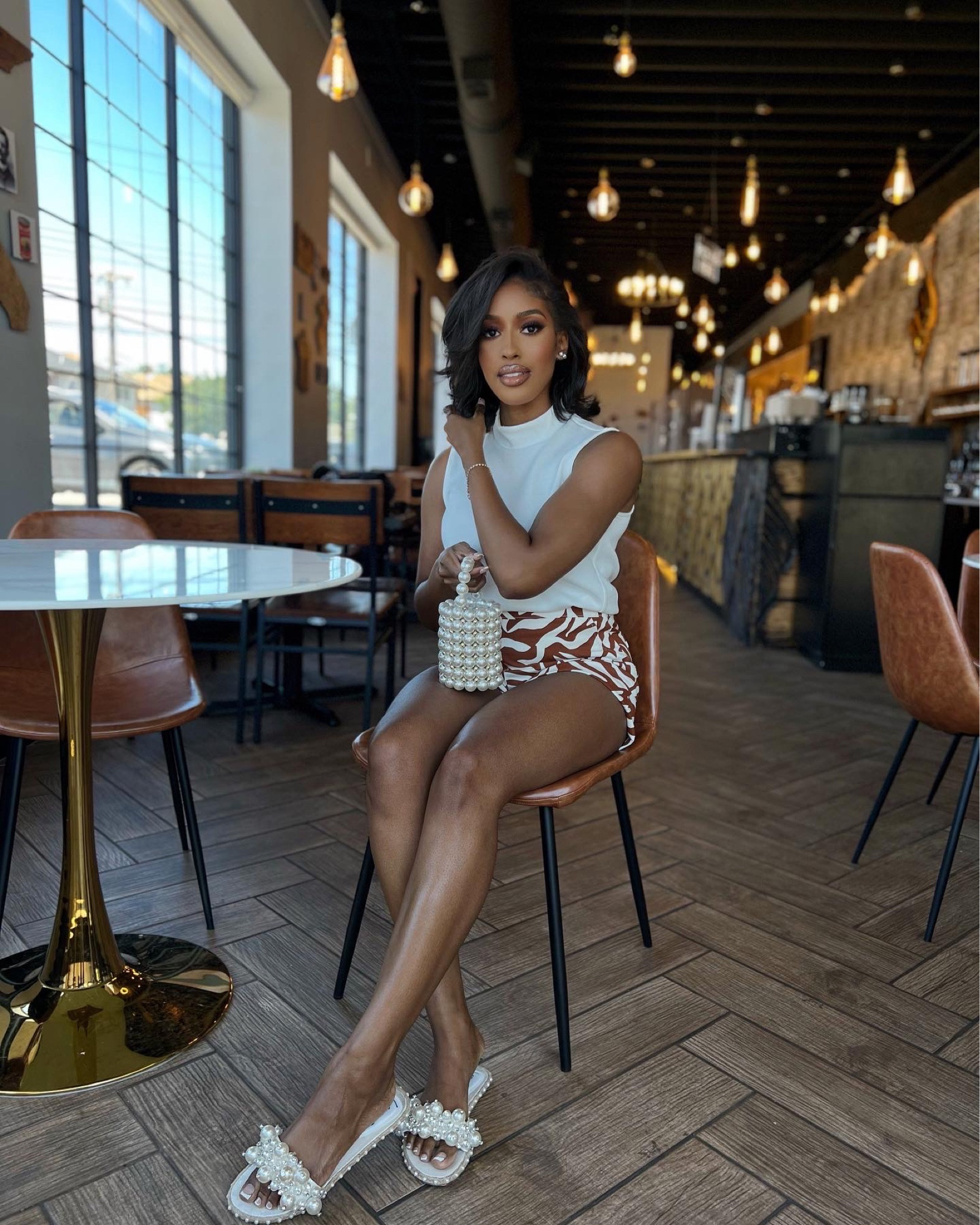 Pearl slides are linked on my IG @narjejo inside the “Outfit” highlight tab (not able to link on here). 

Shorts are from SPANX, but no longer sold sadly 