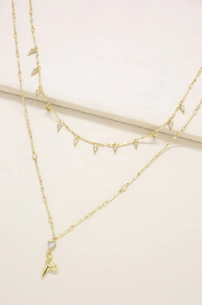 Layered Shark Tooth 18k Gold Plated Necklace | Ettika