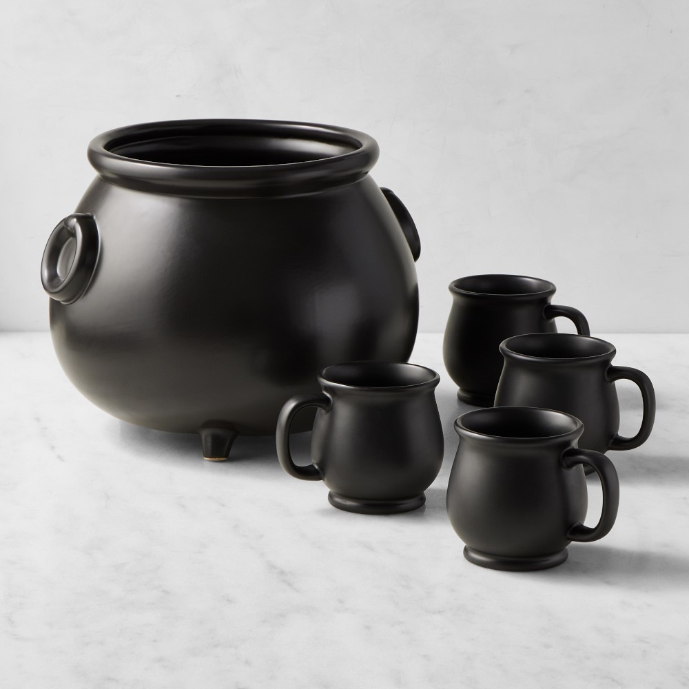 Black Cauldron Serving Bowl & Set of 4 Mugs | Williams-Sonoma