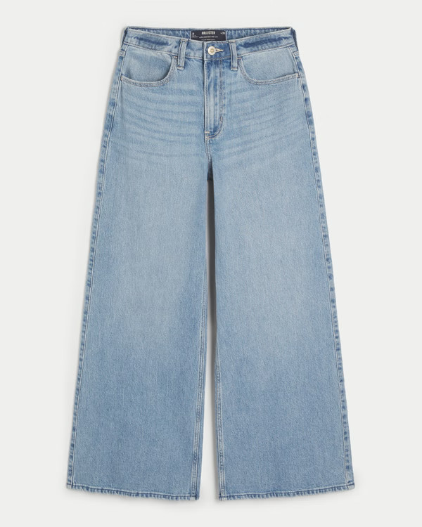 Ultra High-Rise Light Wash Wide-Leg Jeans | Hollister (US)