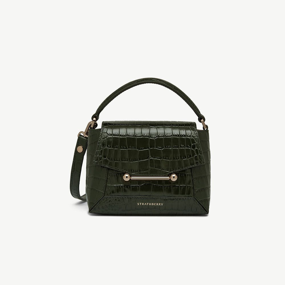 Mosaic Nano - Croc-Embossed Leather Forest | Strathberry