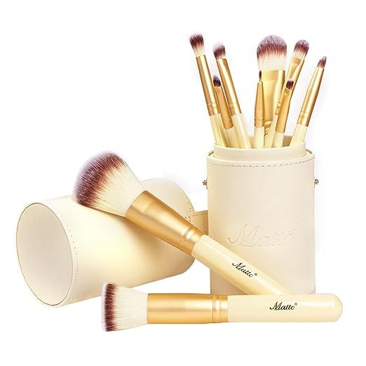 Matto Makeup Brushes 10-Piece Golden Makeup Brush Set with Foundation Powder Mineral Eye Face Mak... | Amazon (US)