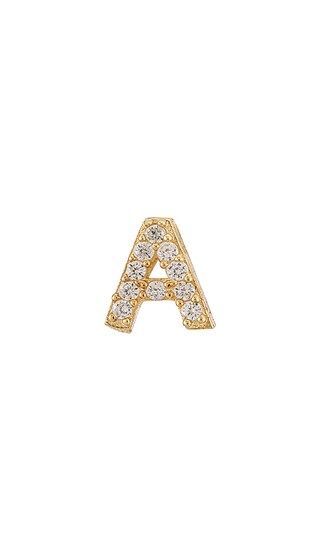 Adina's Jewels Pave Initial Stud Earring in Metallic Gold. Size A, B, C, D, E, F, G, H, I, J, K, M,  | Revolve Clothing (Global)