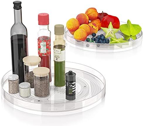 Psukhai 2-Pack Lazy Susan Turntable Kitchen Organizer, 11.4" Non-Skid Rotating Organization Stora... | Amazon (US)