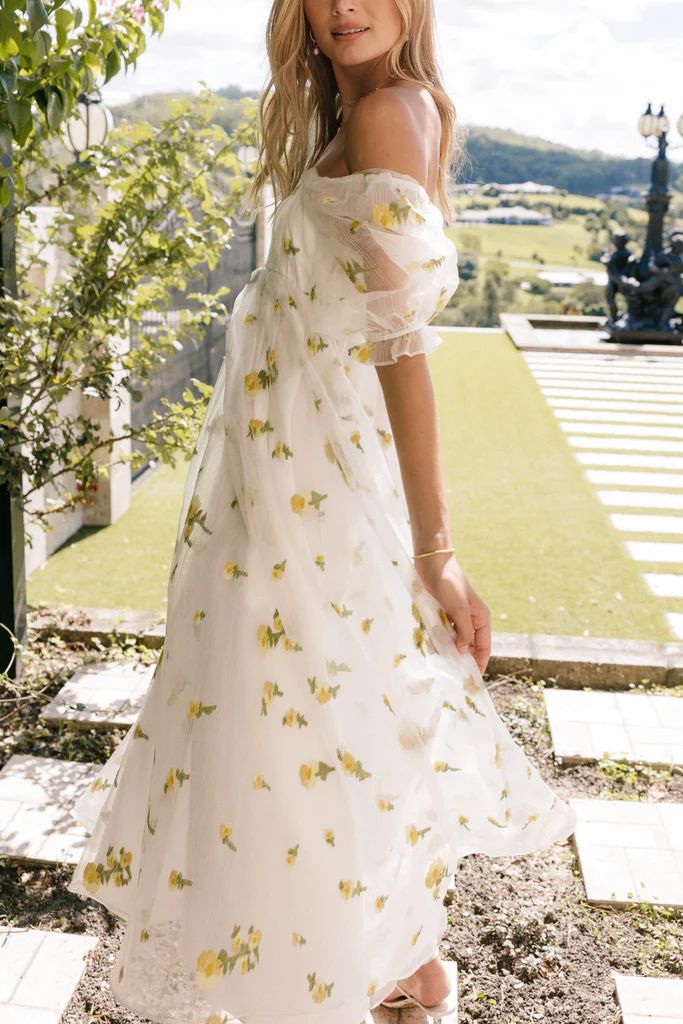 Kordyn Maxi Dress - White Yellow Floral | Petal & Pup (US)