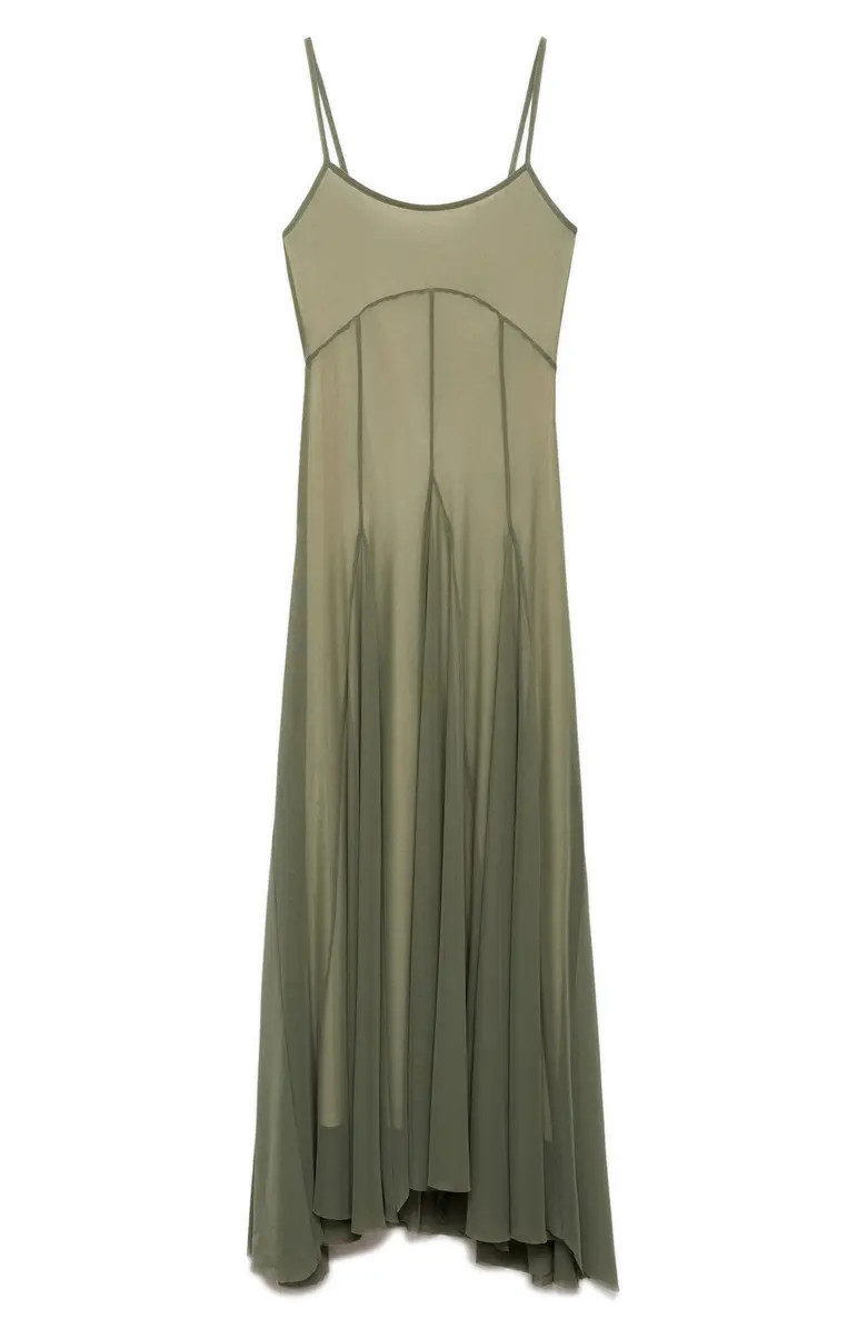 MANGO Moss Seamed Mesh Maxi Dress | Nordstrom | Nordstrom