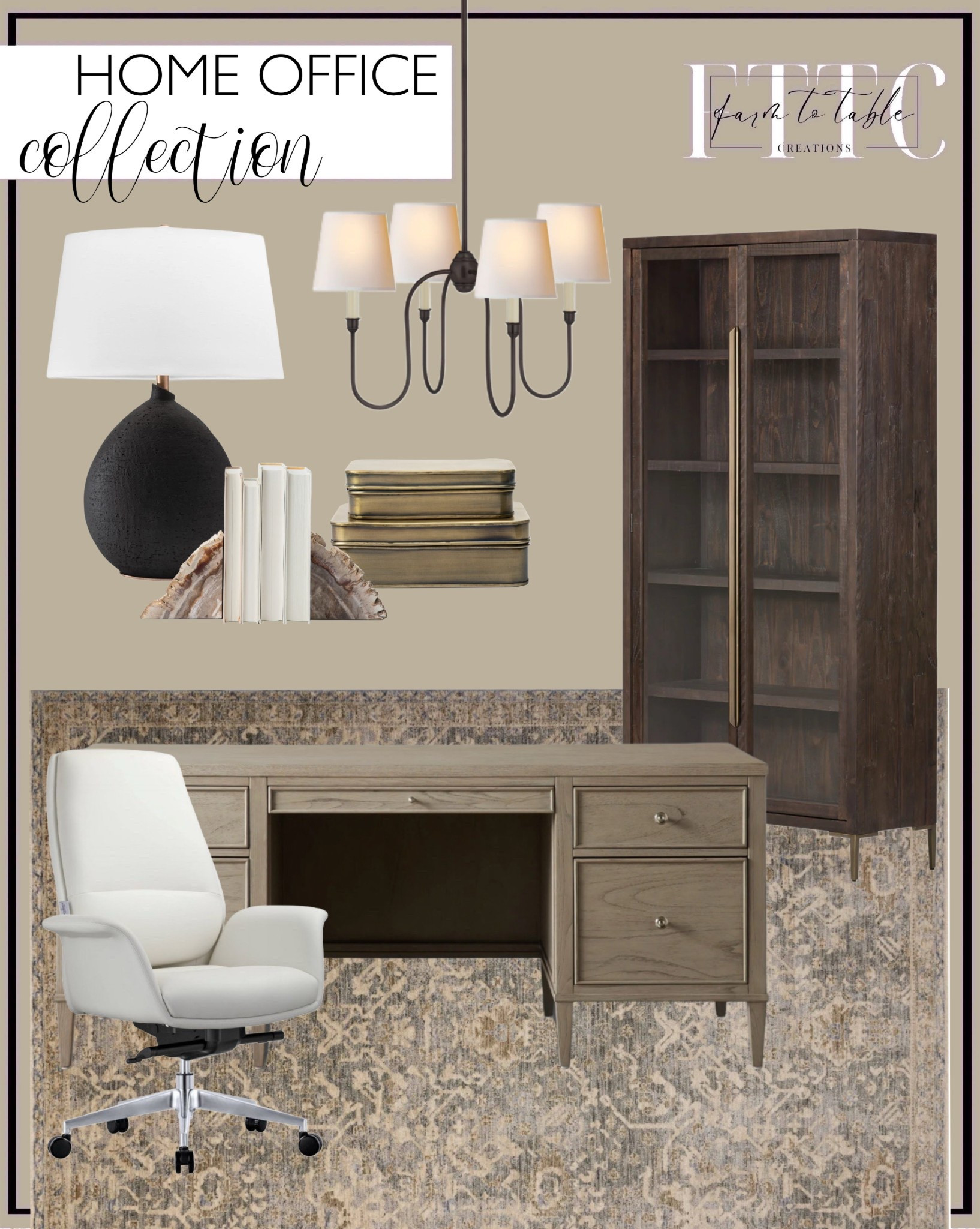 Curated Home Office Collection. Follow @farmtotablecreations on Instagram for more inspiration.

Pearson Executive Desk. Joanna Gaines x Loloi Junie Blue/Natural Rug. Summit Office Chair. Vendome Chandelier. Fossilized Wood Bookends. Harriet Brass Boxes. Denali Table Lamp. Maverick Cabinet 

McGee & Co. Home Office Finds | Spring Refresh |  Bedroom Finds | Neutral Stems | Spring Stems | Bookshelf Decor | Bedroom Space | Cozy Corner | Bathroom | Curated Entryway | Spring  Decor | End of Year Clearance | Trending Decor | Viral Decor  | Coffee Table Decor | Neutral Decor | Stem Sale | Target Finds | Skinny Bench | Bedroom | Living Room | Breakfast Nook | Amazon Home | Target Sale | Loloi Rugs | Magnolia Home | console table | console table styling | faux stems | entryway space | front porch decor | neutral decor | entryway decor | cozy home | affordable decor |  home decor | home inspiration | console styling | entryway rug | cozy moody home | moody home decor | neutral home | bathroom decor | living room | spring decor | Hearth & Hand | Studio McGee | 2025 Home Trends | trending home | Arhaust Home Finds


#LTKStyleTip #LTKFindsUnder100 #LTKHome