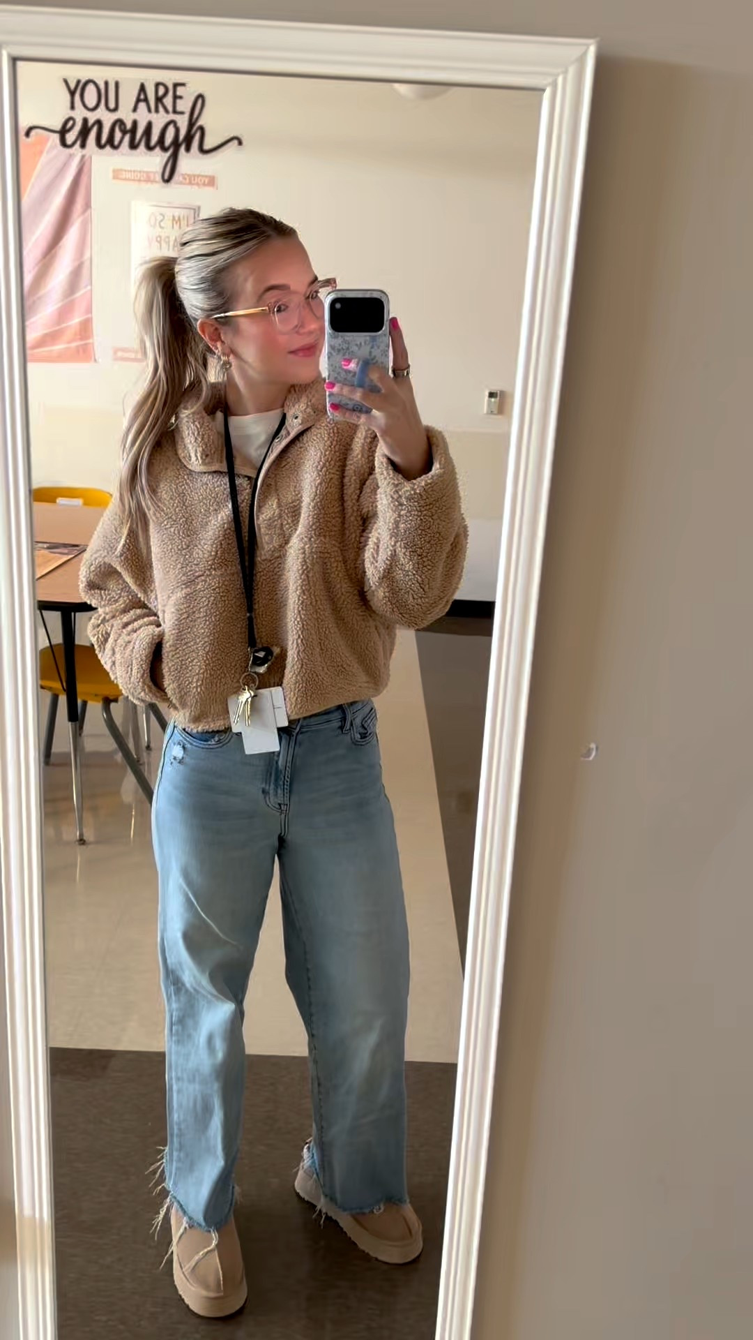 Cute, casual, comfy teacher outfit! 🤎 love a casual friday! My jeans are so stretchy and comfortable. My pullover is from the Pants Store but linking similar! My prescription glasses are buy one get one FREE right now!!

winter workwear | teacher ootd

#LTKdayinmylife #LTKootd #LTKWorkwear