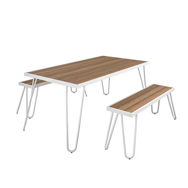 Novogratz Poolside Gossip Collection, Paulette Outdoor/Indoor Table and Bench Set, White | Walmart (US)