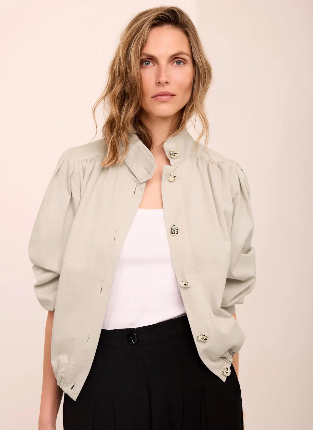 Neutral Cotton Blend Jacket | Mint Velvet