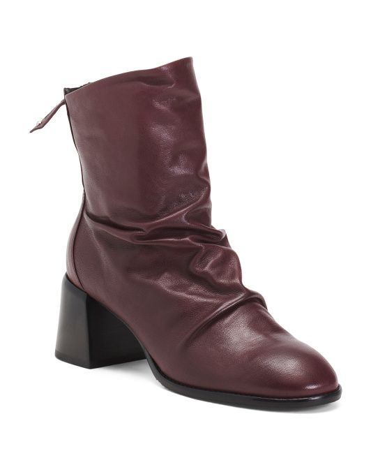 Made In Italy Leather Booties With Back Zip | TJ Maxx