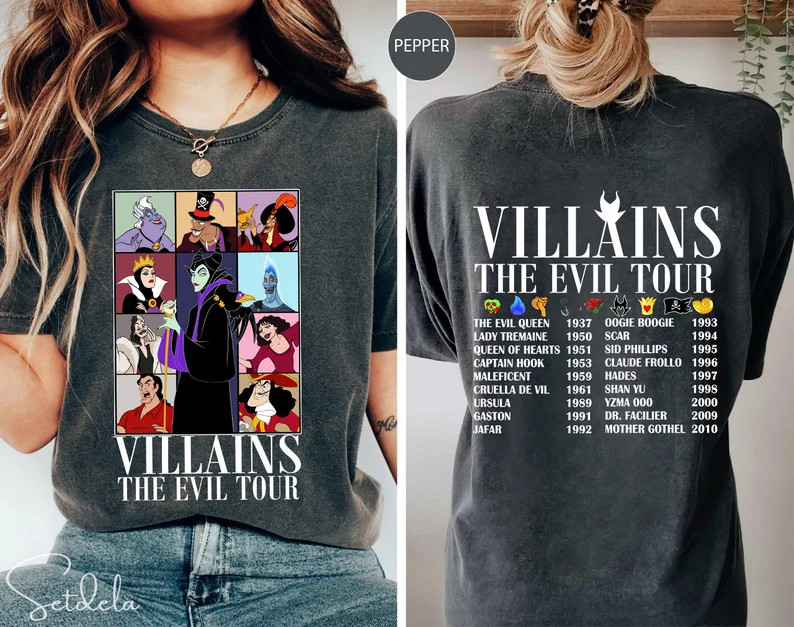 Villains Eras Tour Shirt, Disneyland Villains Tour Tee, Villains Characters Shirt, Girl Trip Shir... | Etsy (US)