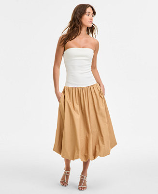 Women's Oliver Mixed-Media Bubble-Hem Dress | Macy's