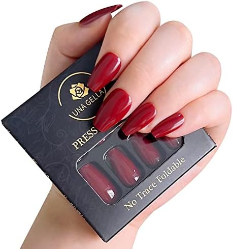 UNA GELLA Christmas Short Press On Nails | Red Short Coffin Nails | Short Coffin Press On Nails T... | Amazon (US)