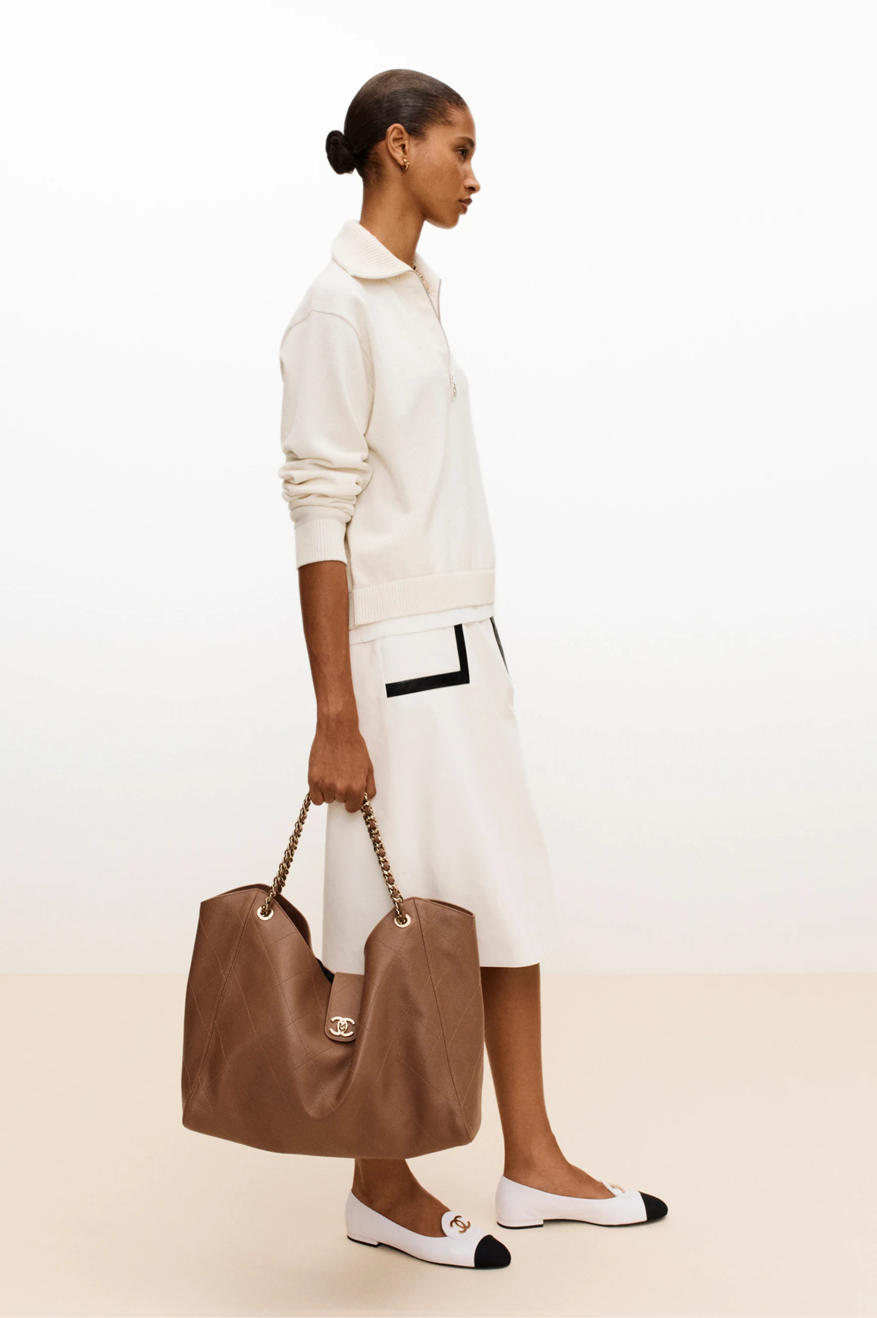 Skirt - Lambskin, white & black — Fashion | CHANEL | Chanel, Inc. (US)