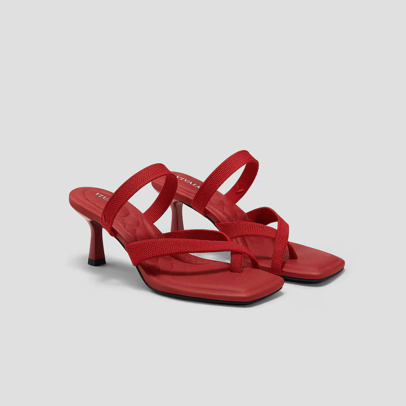 Square-Toe Kitten Heel Strappy Sandals (Alina) | VIVAIA